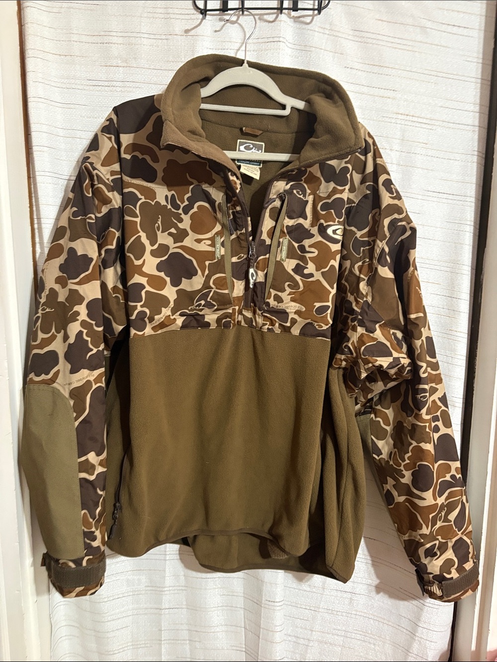 Drake Brown Camo Half-Zip Fleece Pullover